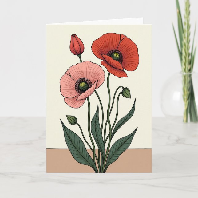 Tarjeta de Flor Botánica Rayada (Anverso)