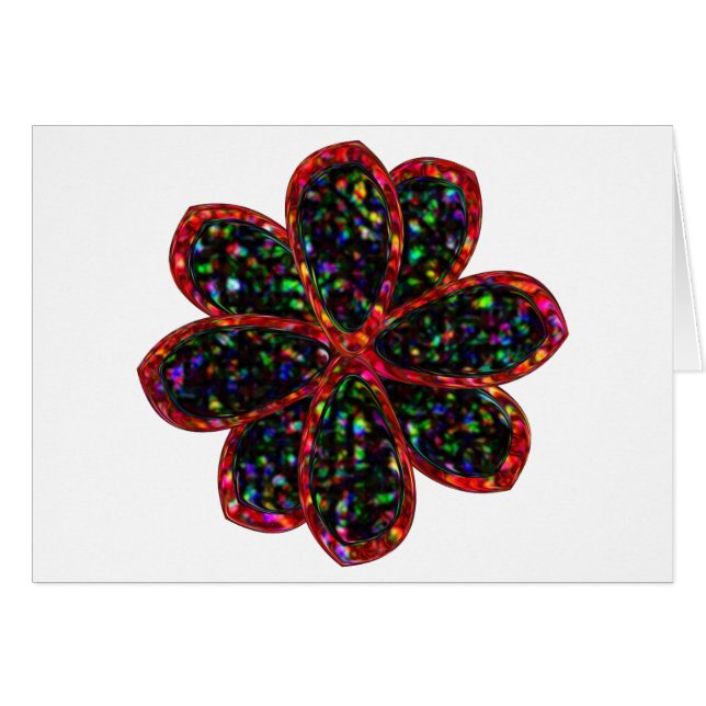 Tarjeta de flor con brillo negro y rojo (Anverso (Horizontal))