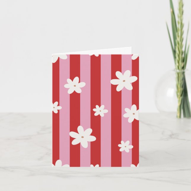 Tarjeta de flor con franja roja y rosa (Anverso)