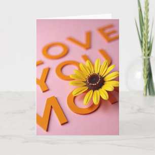 Tarjeta de Flor con Letra en Bloque