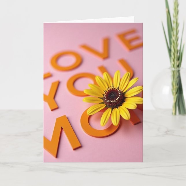 Tarjeta de Flor con Letra en Bloque (Anverso)