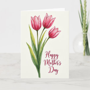 Tarjeta de Flor de Acuarela Chevron