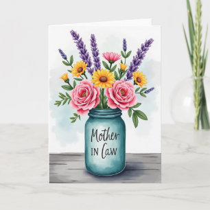 Tarjeta de Flor de Acuarela Rayada