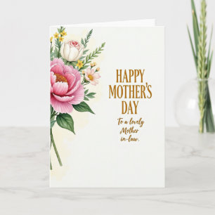 Tarjeta de Flor de Acuarela Rayada
