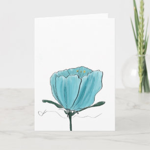 Tarjeta de Flor de Acuarela Turquesa