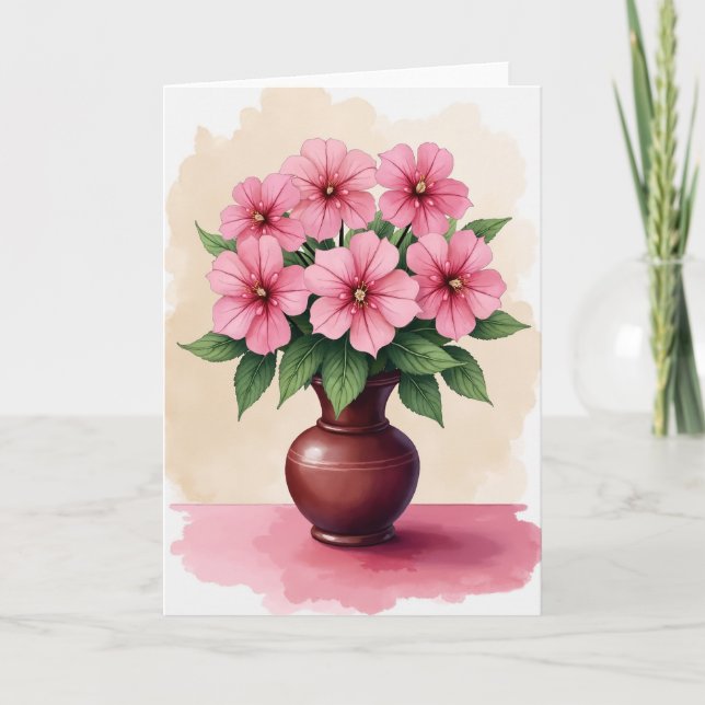 Tarjeta de flor de agua rosa (Anverso)
