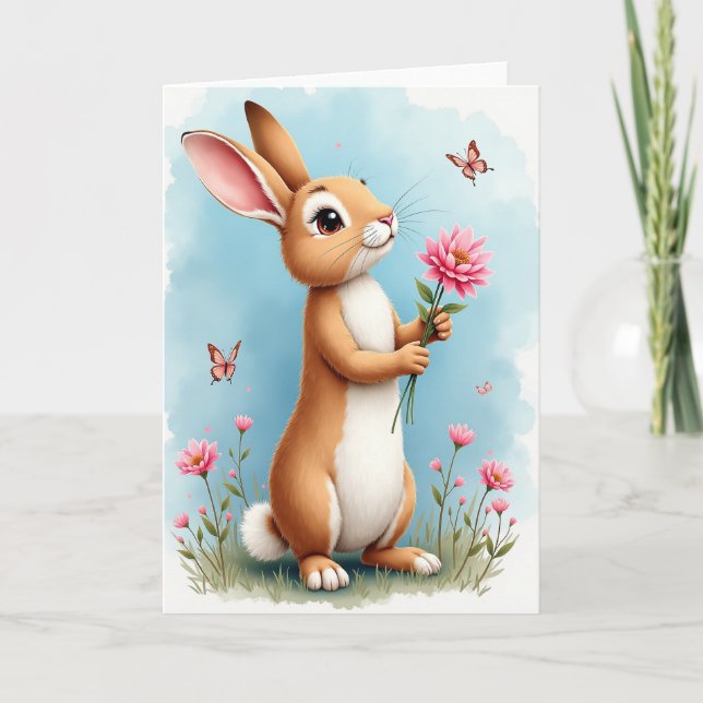 Tarjeta de Flor de Amigo Peludo Lindo (Anverso)