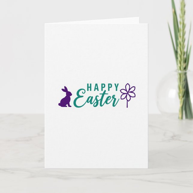 Tarjeta de Flor de Conejo de Pascua Feliz (Anverso)