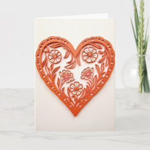 Tarjeta de Flor de Corazón con Recorte de Papel