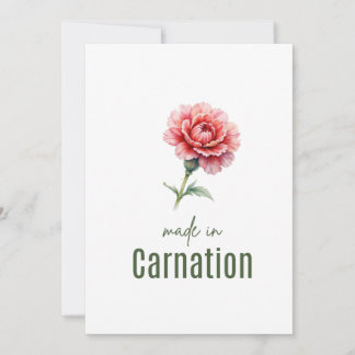 Tarjeta de Flor de Cumpleaños de Clavel de Enero e