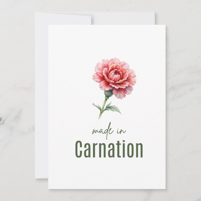 Tarjeta de Flor de Cumpleaños de Clavel de Enero e (Anverso)