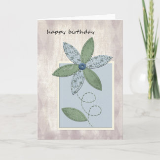 Tarjeta de flor de cumpleaños de Fabric