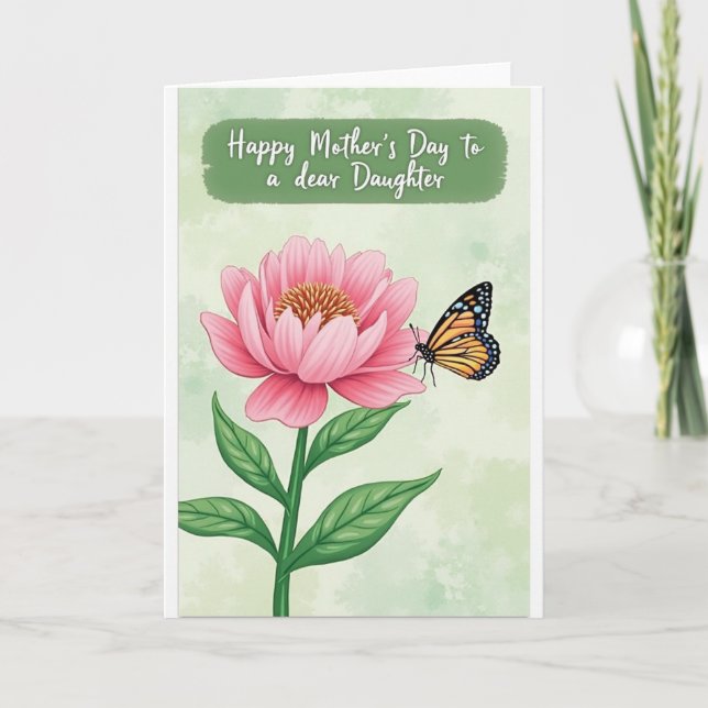 Tarjeta de Flor de Deseos Cálidos Estriados (Anverso)
