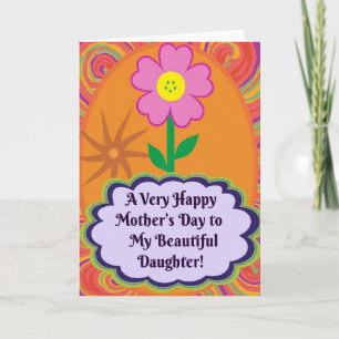 Tarjeta de Flor de Día de las Madres Retro