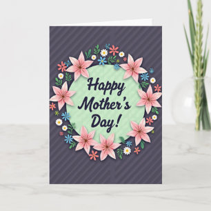 Tarjeta de Flor de Floral a Rayas