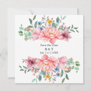 tarjeta de flor de guardar la fecha personalizada