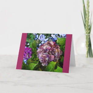 Tarjeta de flor de hidrangea colorida