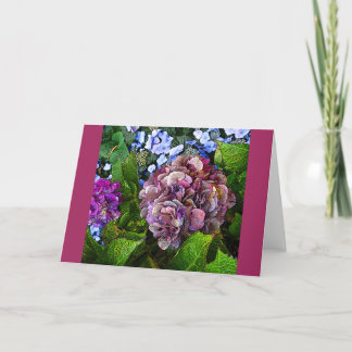 Tarjeta de flor de hidrangea colorida