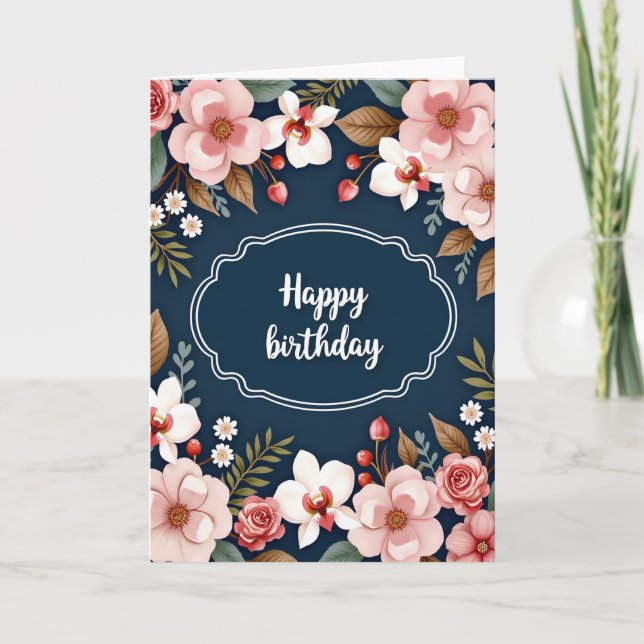Tarjeta de Flor de Índigo de Lujo (Anverso)