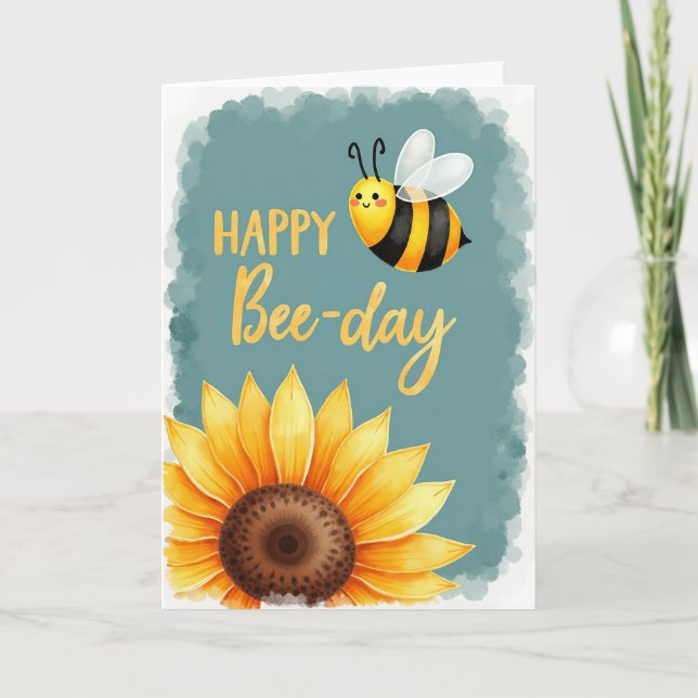 Tarjeta de flor de insecto alegre (Anverso)