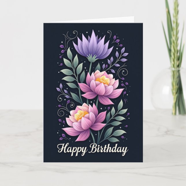 Tarjeta de Flor de Lavanda Elegante (Anverso)