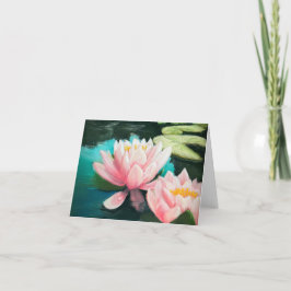 tarjeta de flor de loto rosa