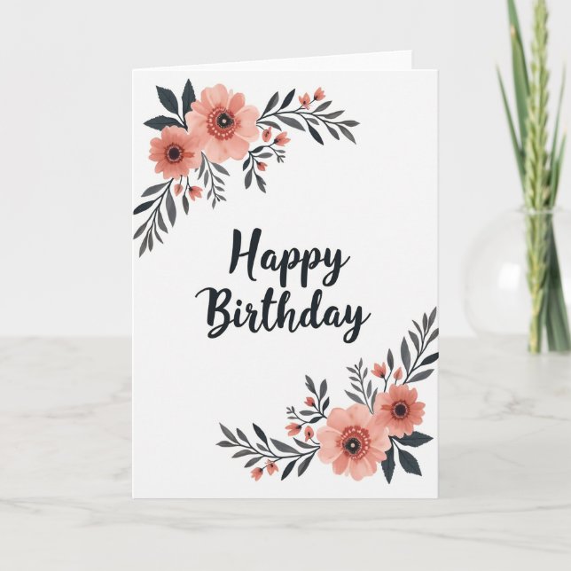 Tarjeta de Flor de Melocotón Botánica (Anverso)