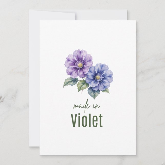 Tarjeta de flor de nacimiento de violeta de febrer (Anverso)