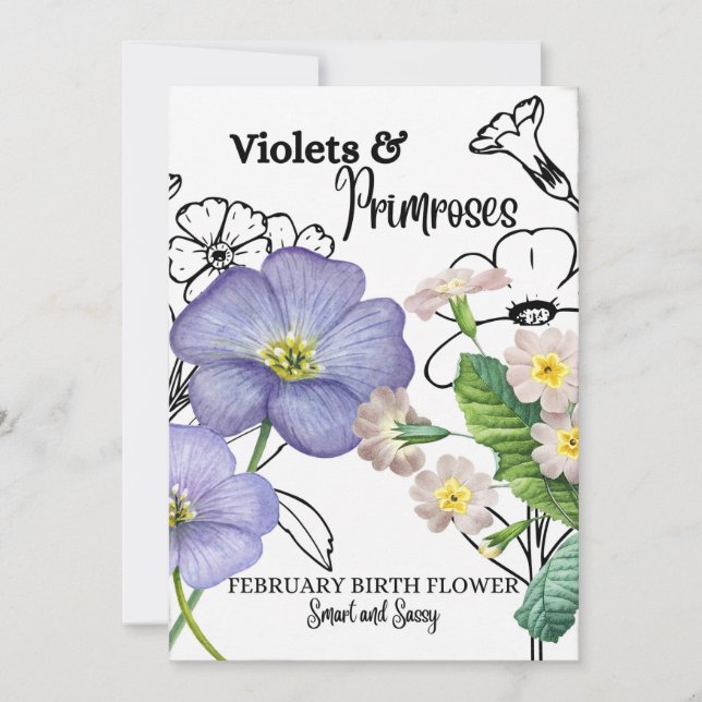 Tarjeta de Flor de Nacimiento, Febrero, Violet, Pr (Anverso)
