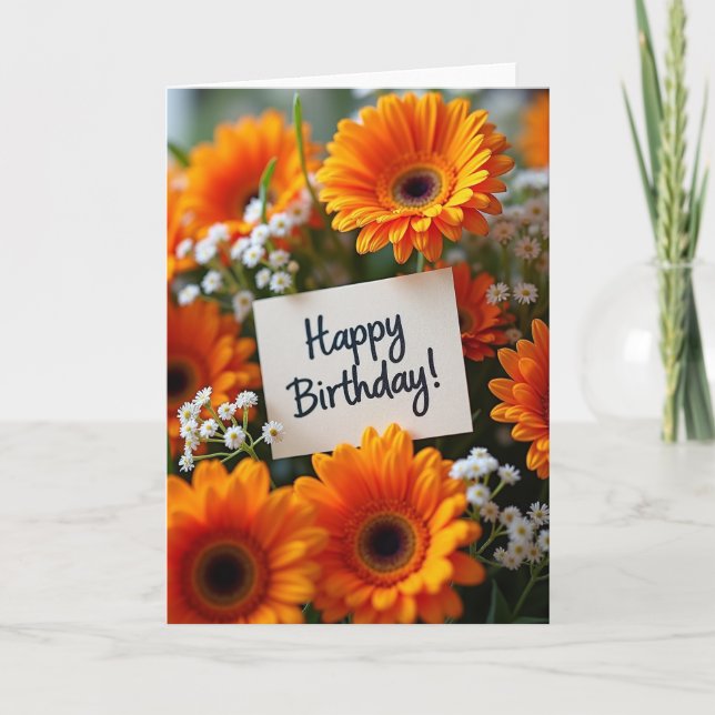 Tarjeta de Flor de Naranja Brillante (Anverso)
