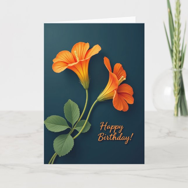 Tarjeta de Flor de Naranja de Cumpleaños (Anverso)