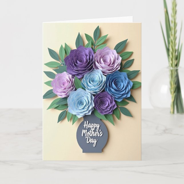 Tarjeta de Flor de Papel de Lavanda (Anverso)
