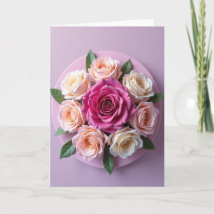 Tarjeta de Flor de Pastel Rayado en Floración