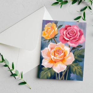 Tarjeta de flor de pintura de acuarela floral de r
