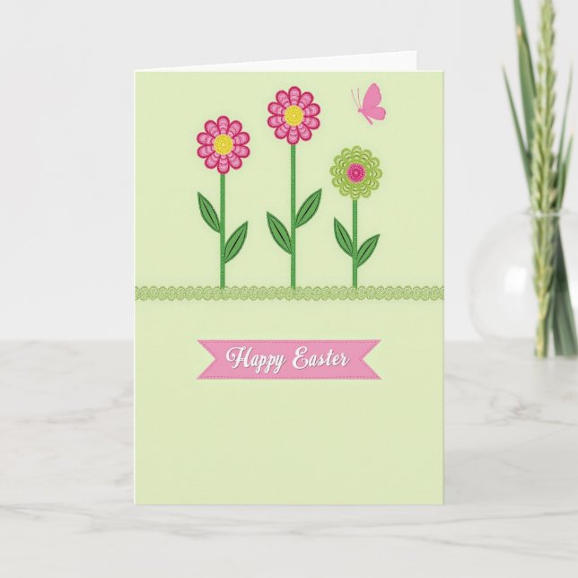 Tarjeta de Flor de Primavera con Puntada Falsa (Anverso)