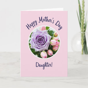 Tarjeta de Flor de Púrpura Pastel Rayada