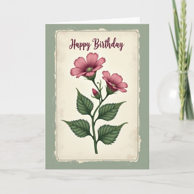Tarjeta de Flor de Rosa Elegante (Anverso)