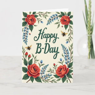 Tarjeta de Flor de Rosa Rayada