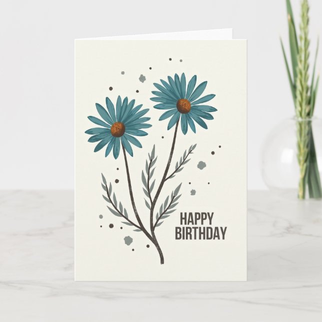 Tarjeta de Flor de Teal Manchada (Anverso)