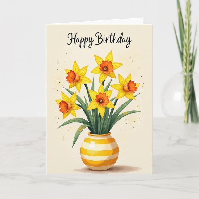Tarjeta de Flor de Trompeta Alegre (Anverso)