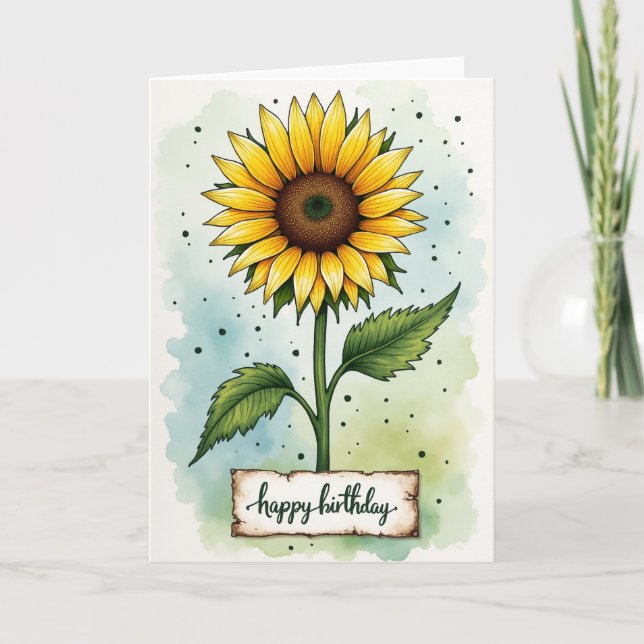 Tarjeta de Flor Dorada Alegre (Anverso)
