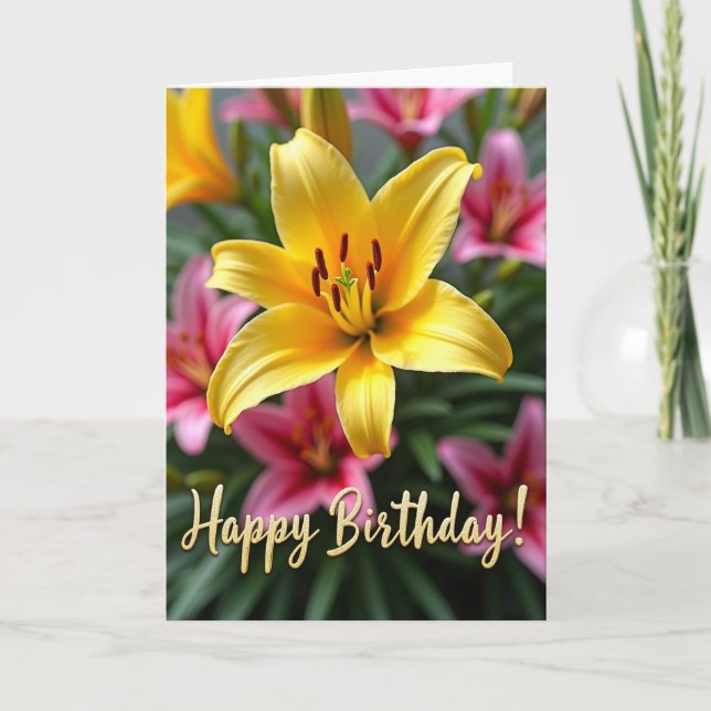 Tarjeta de Flor Dorada Rayada (Anverso)