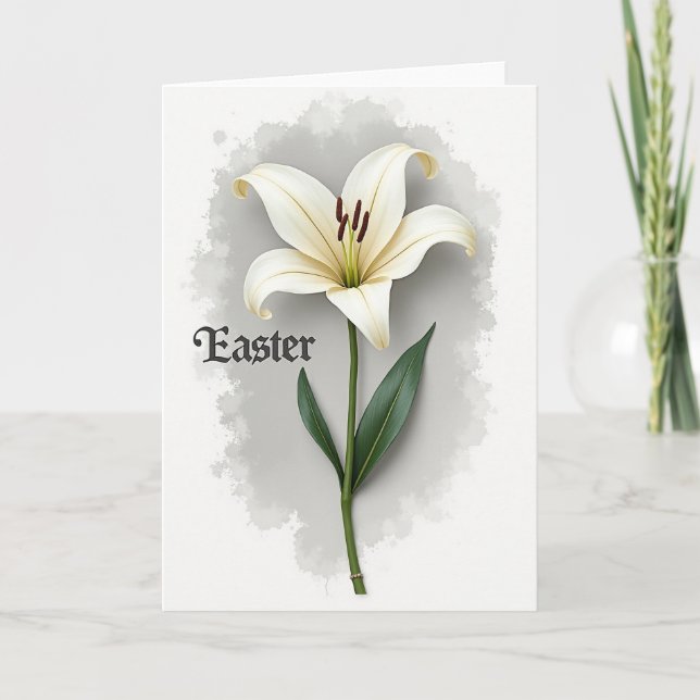Tarjeta de Flor Elegante de Lirio Blanco (Anverso)