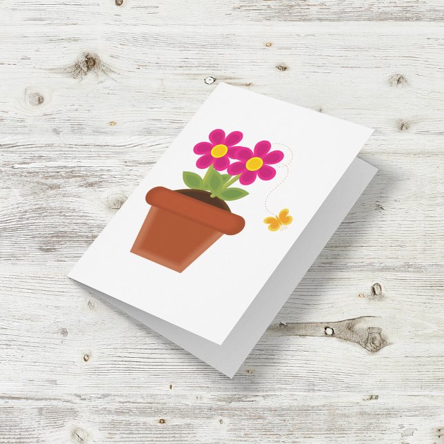 Tarjeta de Flor en Maceta y Mariposa (Subido por el creador)