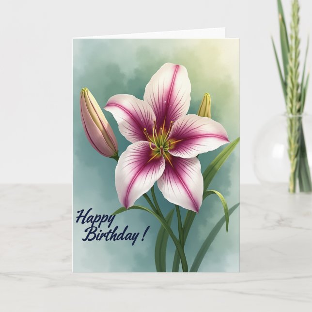 Tarjeta de Flor Magenta Alegre (Anverso)