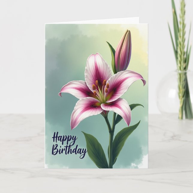 Tarjeta de Flor Magenta Florecida (Anverso)