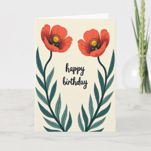 Tarjeta de Flor Roja de Lunares