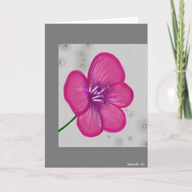 Tarjeta de flor rosa caliente (Anverso)