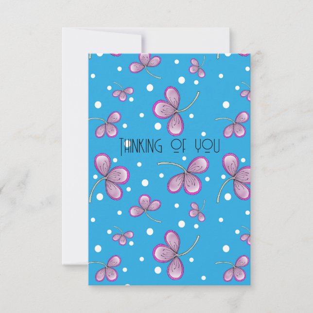 Tarjeta de flor rosa caprichosa (Anverso)