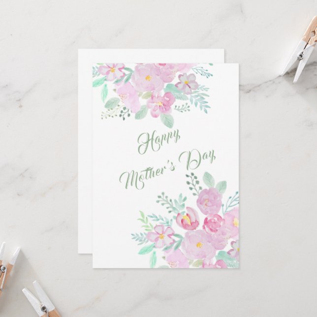 tarjeta de flor rosa del día de la madre feliz (Anverso/Reverso In Situ)